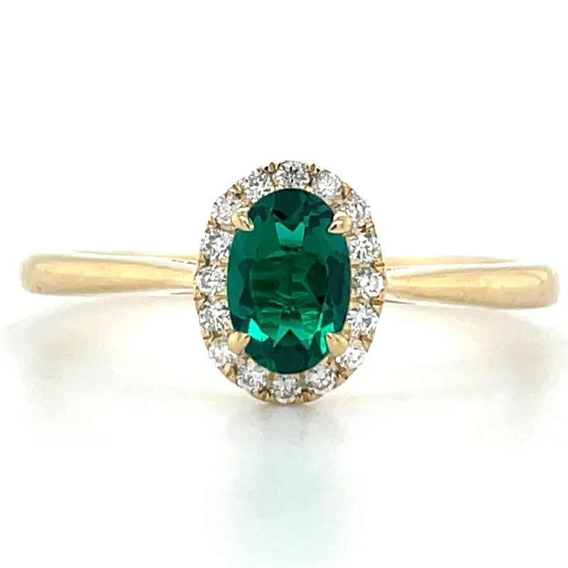 Turquoise Gemstone Rings with Native American - Inspired Patterns14ct Yellow Gold Laboratory Grown Oval Emerald & Diamond Halo Ring