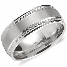 Titanium Wedding Bands with Inlaid Mother - of - Pearl StripesWhite Gold Band