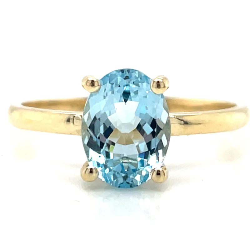 Sapphire Gemstone Rings in a Victorian - Inspired Design9ct Yellow Gold 1.60ct Earth Grown Oval Blue Topaz Ring