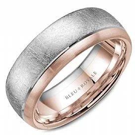 Rustic - Style Wedding Bands Made from Recycled MetalsWhite Gold, Rose Gold Wedding Band Diamond Brushed