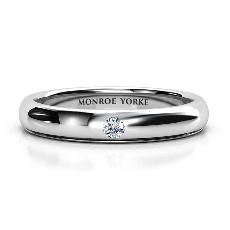 Platinum Wedding Bands with Micro - Pave Diamond AccentsKhloe - Solo Diamond Wedding Ring