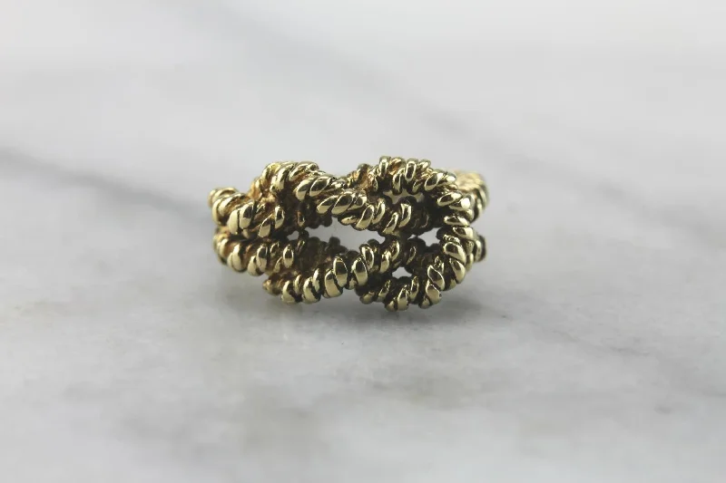 Peridot Gemstone Rings with a Floral - Motif BandLove Bound: Vintage 18K Gold Knot Ring, Promise Ring