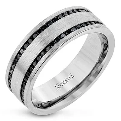 Emerald - Embellished Wedding Bands for a Pop of ColorWhite Gold Black Diamond Mens Band.