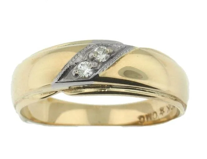 Rustic - Style Wedding Bands Made from Recycled MetalsYellow Gold Diamond Band.