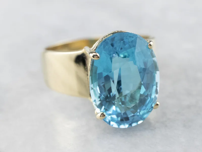 Aquamarine Gemstone Rings with a Nautical - Themed SettingBlue Topaz and Gold Statement Ring