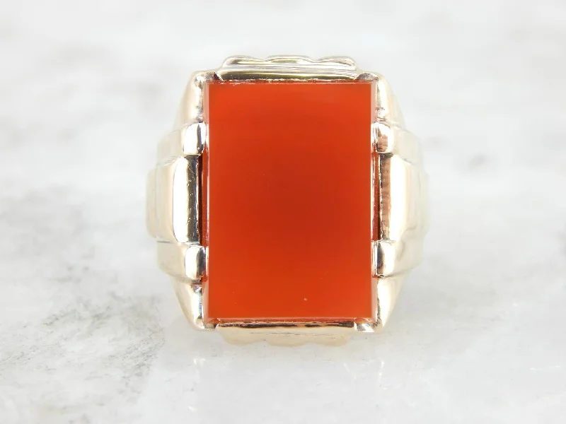 Tanzanite Gemstone Rings with Platinum Milgrain DetailingSleek Carnelian Men's Ring from the Retro Era