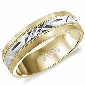 Wedding Bands with Symbolic Infinity Sign CarvingsYellow Gold Band