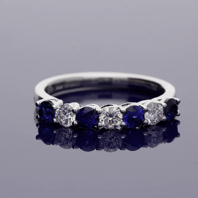 Agate Gemstone Rings with a Banded and Textured Design18ct White Gold Sapphire and Diamond Half Eternity Ring