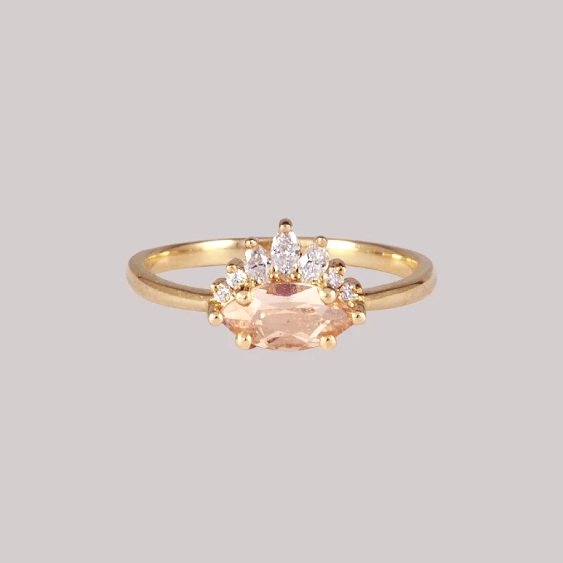 Topaz Gemstone Rings with a Faceted Cut and Shimmering EffectAmour Morganite Diamond Ring