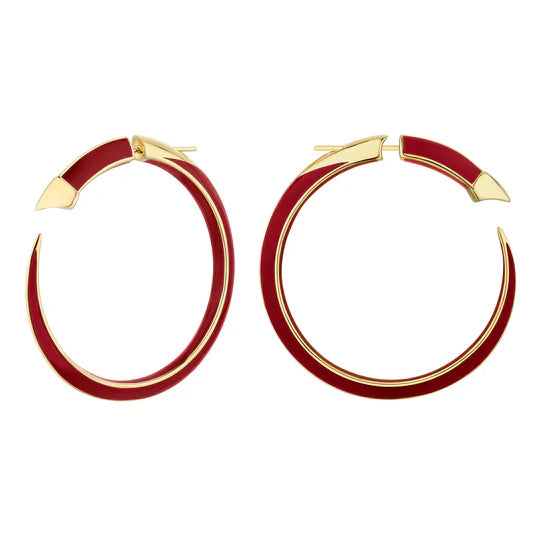 Wedding Bands with Symbolic Infinity Sign CarvingsShaun Leane Sabre Solis 18ct Yellow Gold Vermeil Sterling Silver Sienna Ceramic Large Hoop Earrings