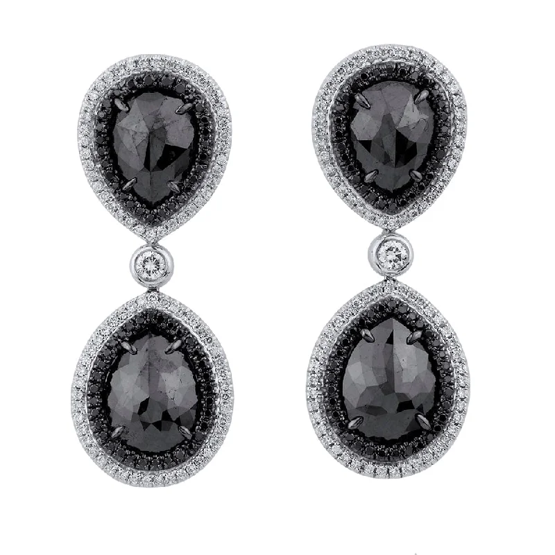 Double Drop Pear Black Diamond Earrings ER250