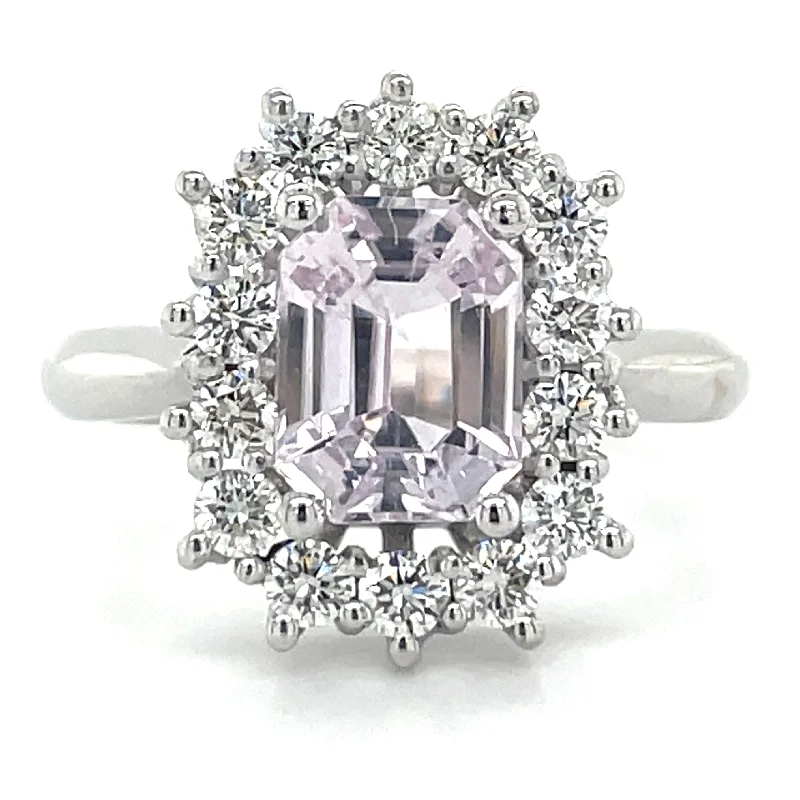 Alexandrite Gemstone Rings with a Chameleon - like Color Change9ct White Gold Earth Grown Kunzite & Diamond Cluster Ring