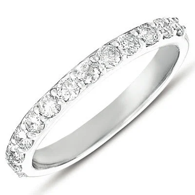 Wedding Bands with Hidden Diamond Halo Under the SettingProng Set Bands