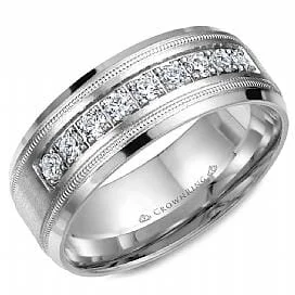 Matching Set Wedding Bands with Interlocking DesignsWhite Gold Diamond Wedding Band 0.45 Ct Total Diamond Weight