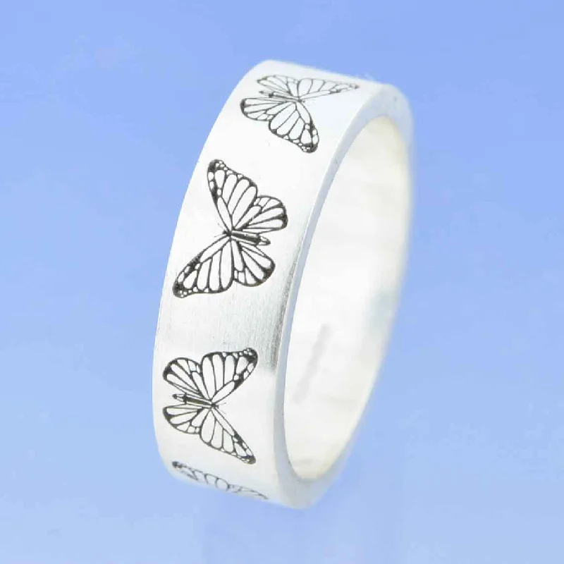 Wedding Bands with Hidden Diamond Halo Under the SettingCremation Ashes Ring | Butterfly