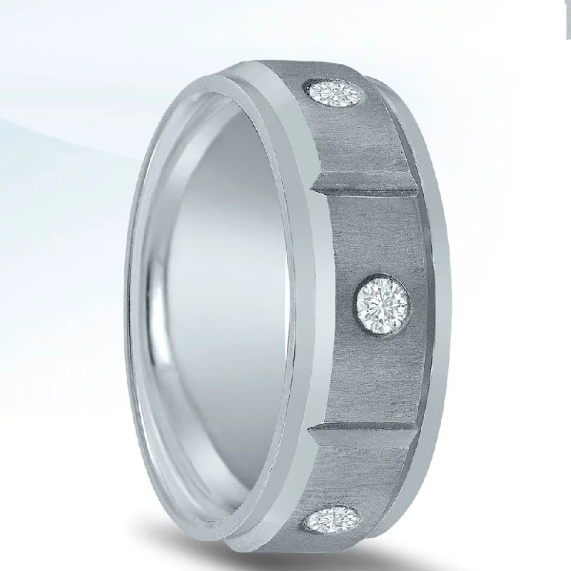 Thin - Band Wedding Bands for a Delicate and Subtle LookSterling Silver Diamond Station Band