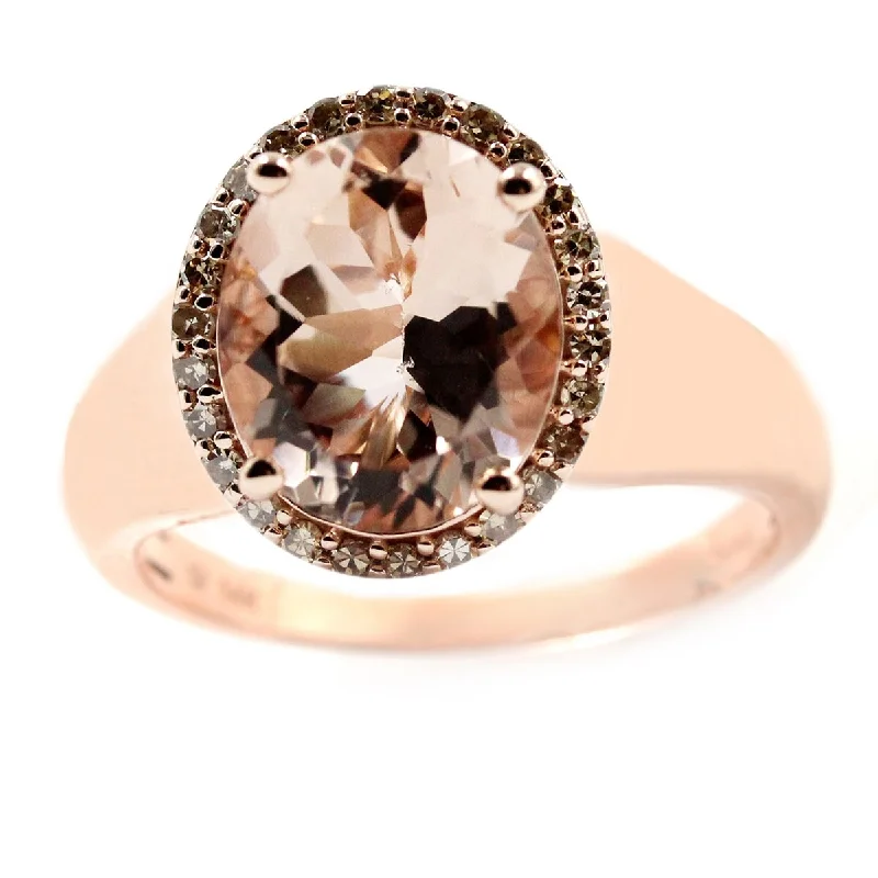 Turquoise Gemstone Rings with Native American - Inspired Patterns14K Gold Morganite and Brown Diamond Ring