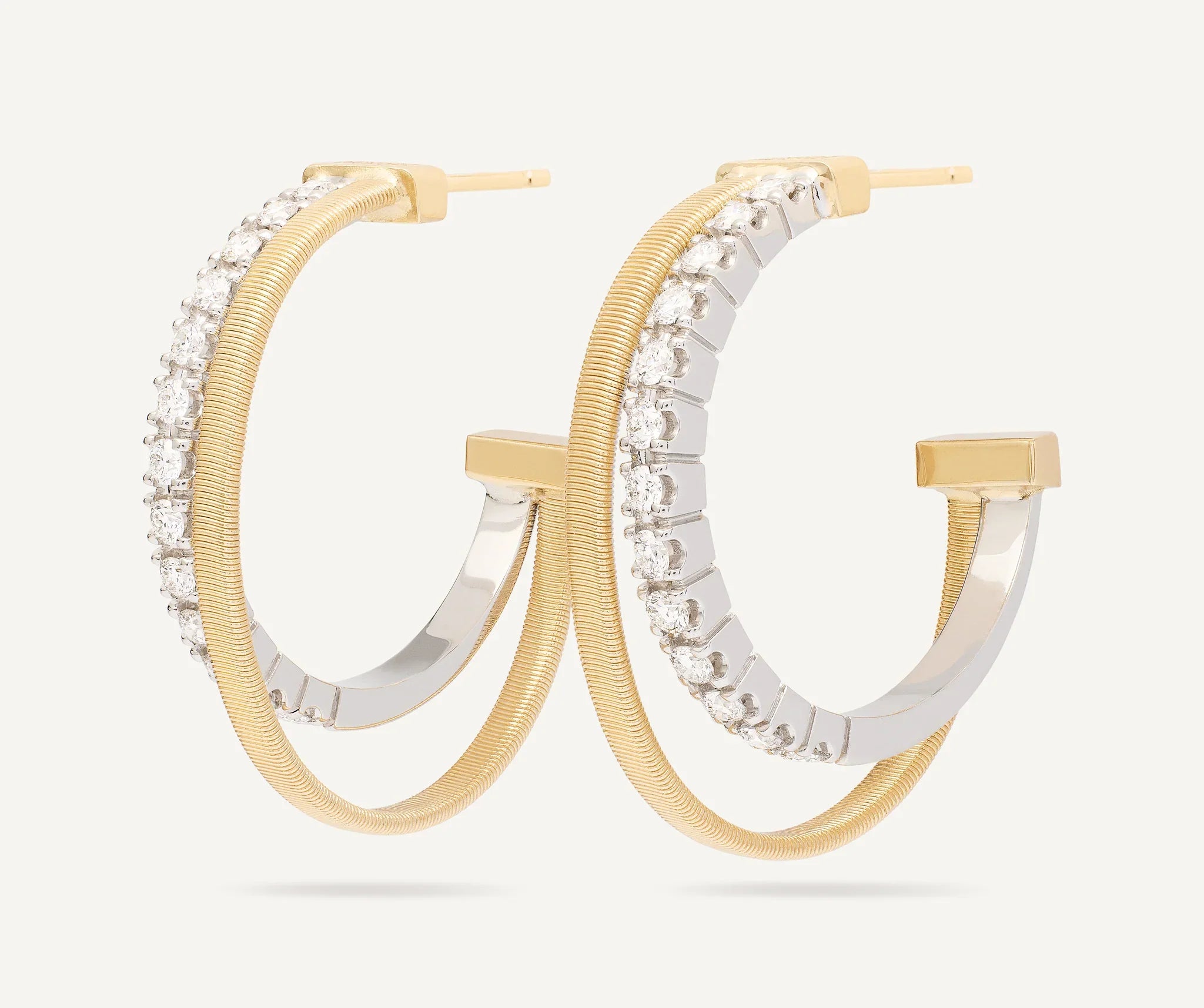 Laser - Cut Wedding Bands with Intricate Geometric PatternsMarco Bicego Masai 18ct Yellow Gold Coil 0.65ct Diamond Earrings