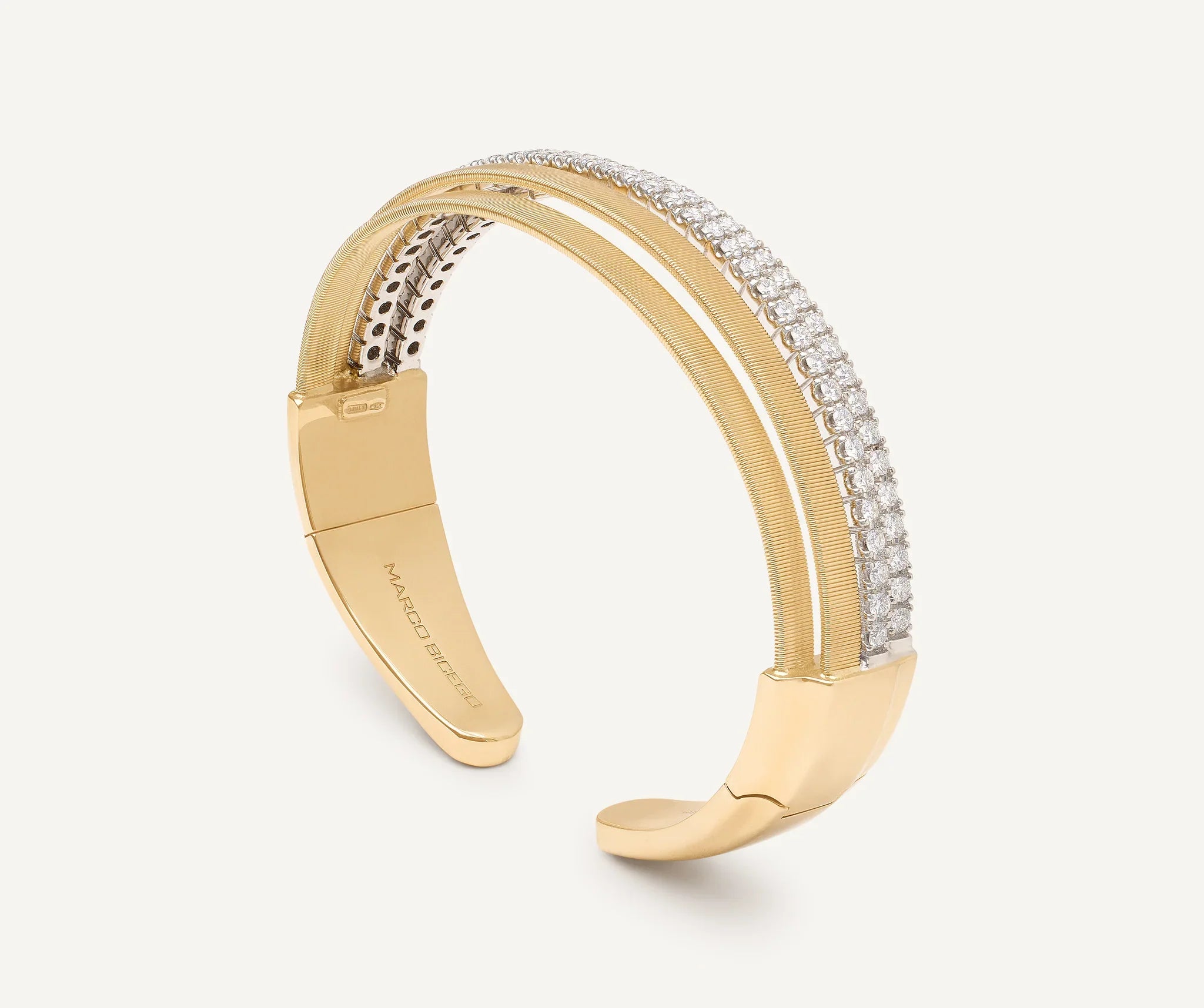 Braided Metal Wedding Bands in a Contemporary StyleMarco Bicego Masai 18ct Yellow Gold Coil 1.85ct Diamond Bangle