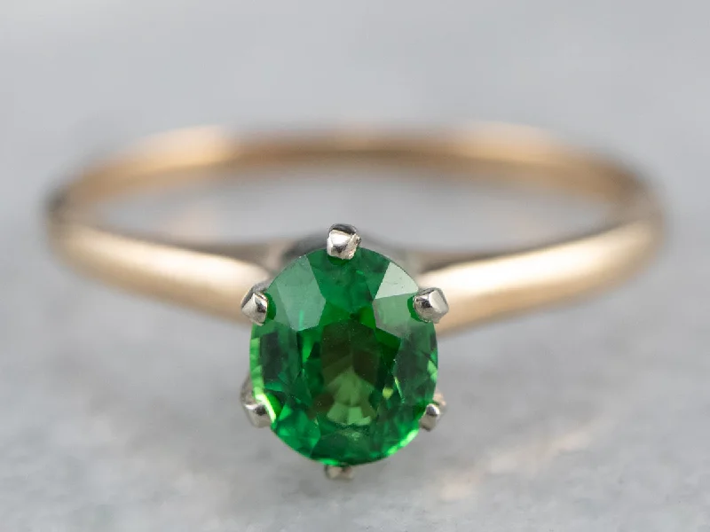 Malachite Gemstone Rings with a Marble - like PatternTsavorite Garnet Gold Solitaire Ring