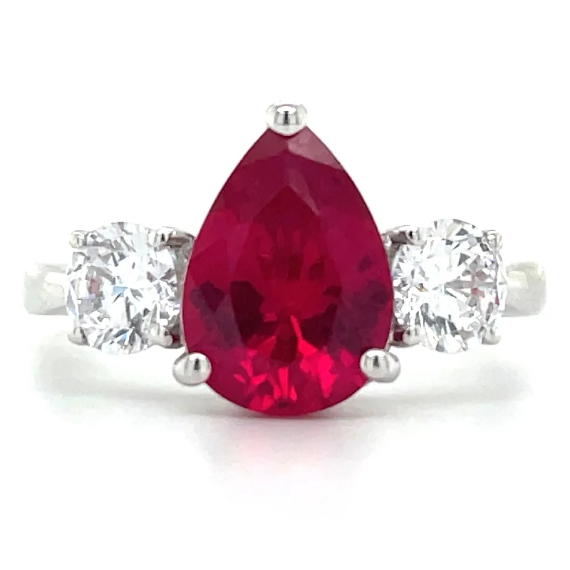 Citrine Gemstone Rings in a Modern Minimalist Style9ct White Gold Cubic Zirconia & Lab Created Ruby Ring