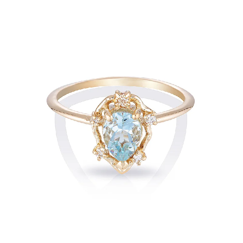 Morganite Gemstone Rings with Rose Gold AccentsPeone II | aquamarine & diamonds