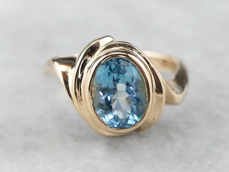 Morganite Gemstone Rings with Rose Gold AccentsBlue Topaz Bypass Ring