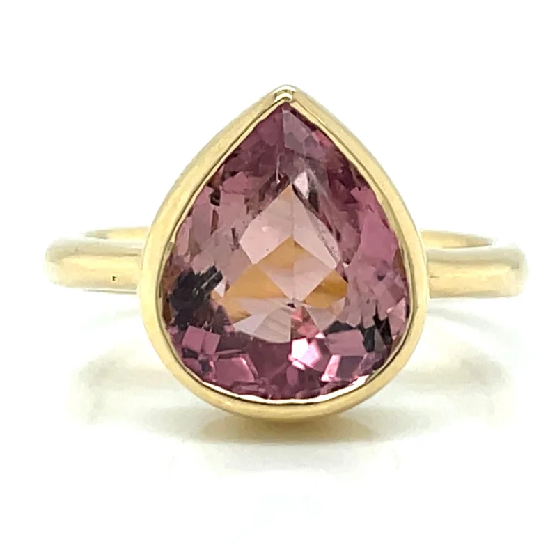 Topaz Gemstone Rings with a Faceted Cut and Shimmering Effect18ct Yellow Gold Earth Grown 3.50ct Pink Tourmaline Ring