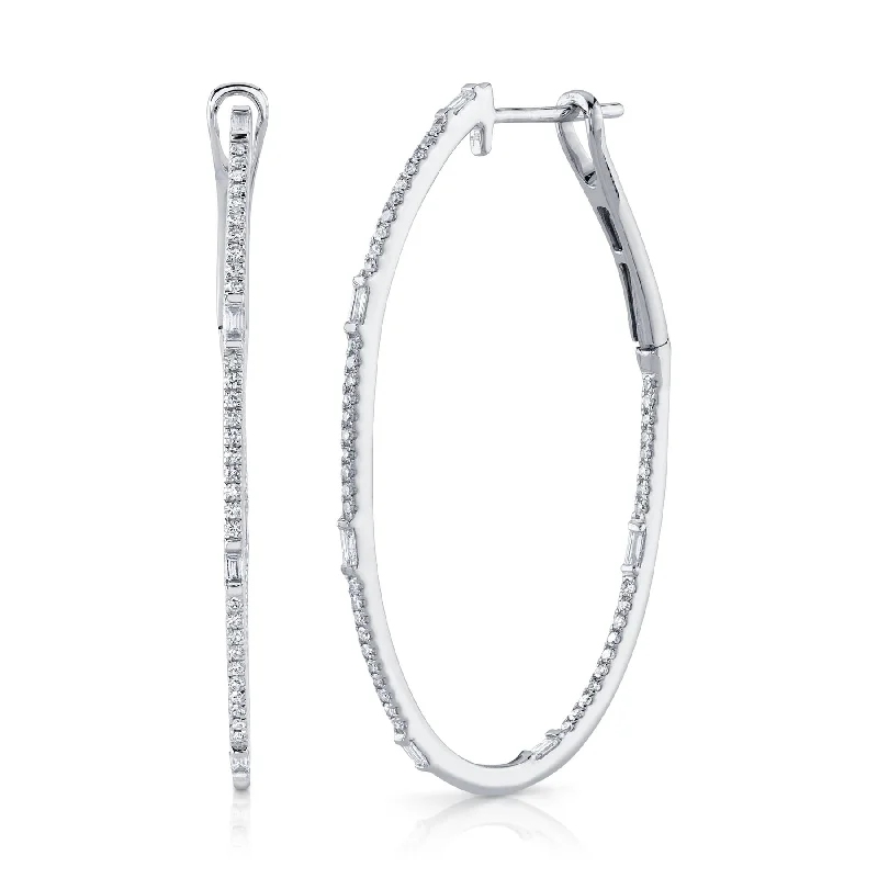 0.44CT DIAMOND BAGUETTE OVAL HOOP EARRING