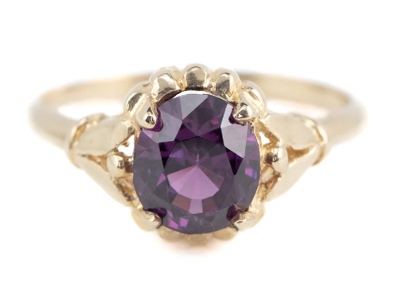 Emerald Gemstone Rings with Diamond - Encrusted HalosAbigail Purple Sapphire Gold Solitaire Ring