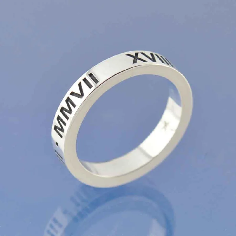 Laser - Cut Wedding Bands with Intricate Geometric PatternsCremation Ashes Ring - Roman Numerals