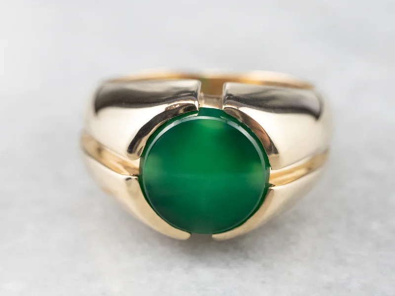 Lapis Lazuli Gemstone Rings with Gold - Leaf InclusionsMen's Retro Era Green Onyx Ring