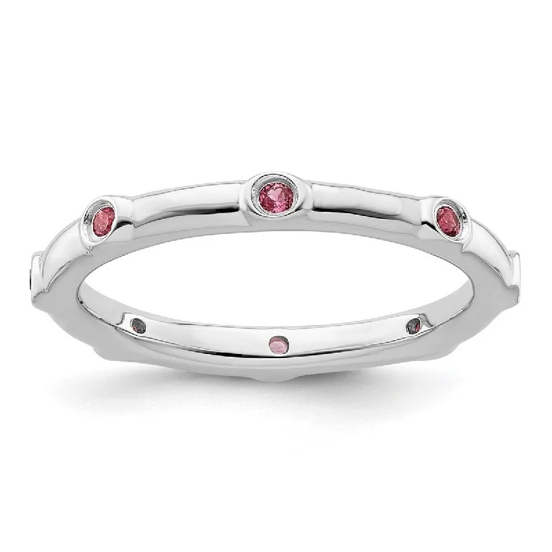 Alexandrite Gemstone Rings with a Chameleon - like Color ChangeCurata 925 Sterling Silver Bezel Polished Stackable Expressions Pink Tourmaline Ring