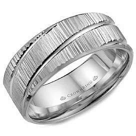 Braided Metal Wedding Bands in a Contemporary StyleWhite Gold Wedding Band Comfort Fit, Textured