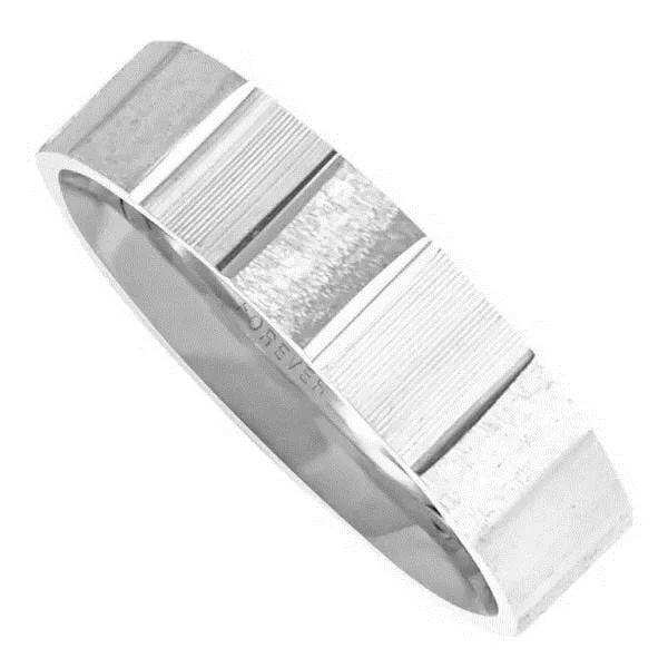 Braided Metal Wedding Bands in a Contemporary StyleWhite Gold Textured Mens Band. 6.0mm Wide.