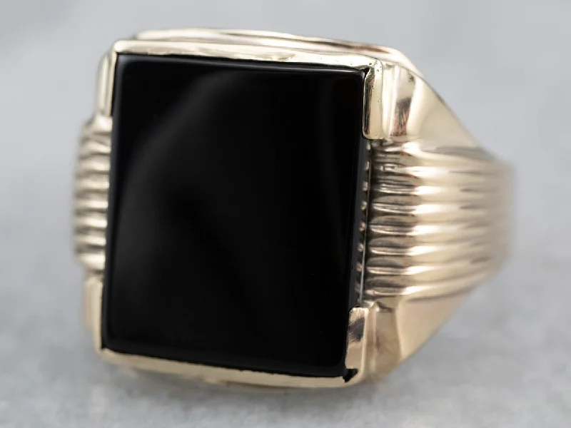 Tourmaline Gemstone Rings in a Multicolor ArrayMen's Retro Black Onyx Ring