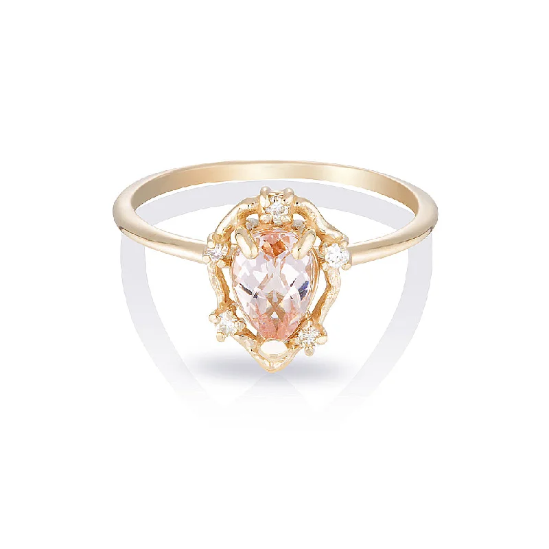 Agate Gemstone Rings with a Banded and Textured DesignPeone II | morganite & diamonds