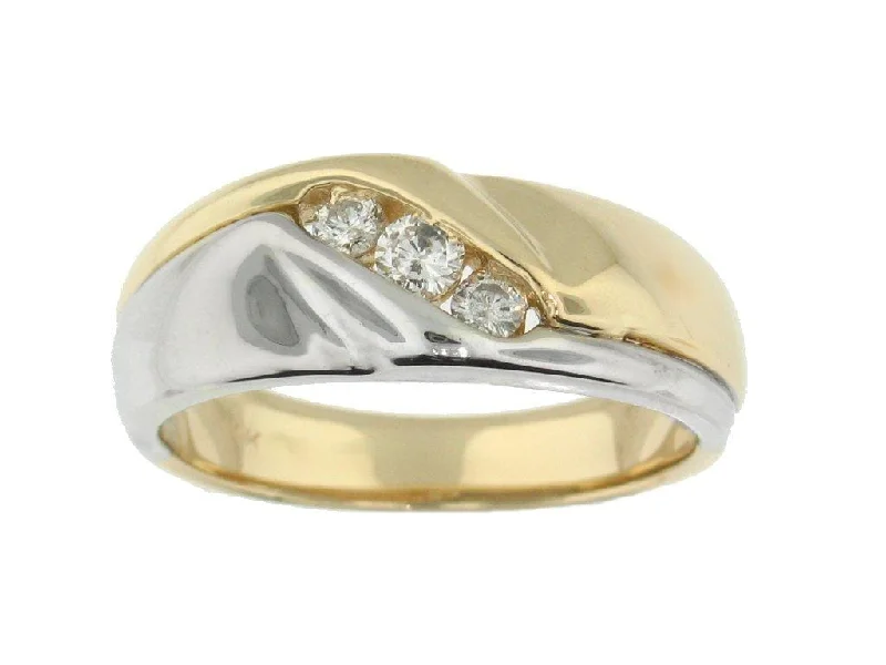 Matching Set Wedding Bands with Interlocking DesignsYellow Gold Diamond Mens Band.