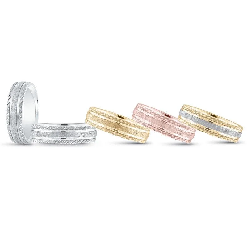 Braided Metal Wedding Bands in a Contemporary StyleJaxon - Men's Wedding Ring Cable-Esque Detailing