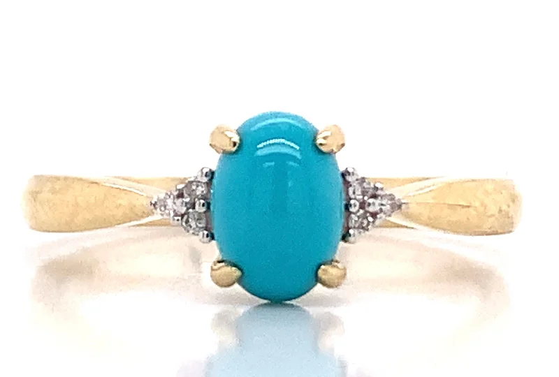 Sapphire Gemstone Rings in a Victorian - Inspired Design9ct Yellow Gold Earth Grown Diamond And Turquoise Ring