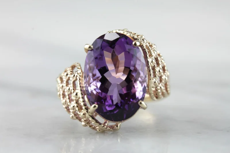 Sapphire Gemstone Rings in a Victorian - Inspired DesignVintage Mid Century Amethyst Gold Filigree Cocktail Ring