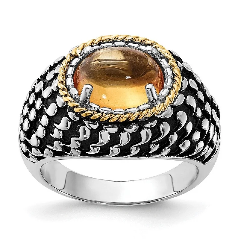 Topaz Gemstone Rings with a Faceted Cut and Shimmering EffectCurata 925 Sterling Silver With 14k Citrine Ring