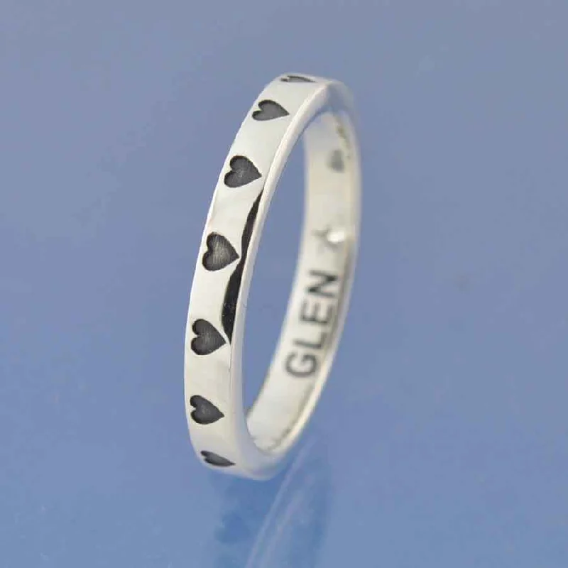 Thin - Band Wedding Bands for a Delicate and Subtle LookCremation Ashes Ring - Hearts Galore