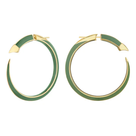 Laser - Cut Wedding Bands with Intricate Geometric PatternsShaun Leane Sabre Solis 18ct Yellow Gold Vermeil Sterling Silver Leaf Ceramic Large Hoop Earrings