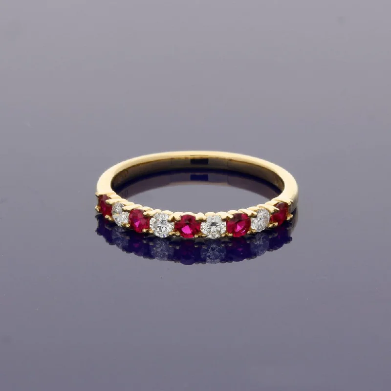 Turquoise Gemstone Rings with Native American - Inspired Patterns18ct Yellow Gold Ruby & Diamond Half Eternity Ring