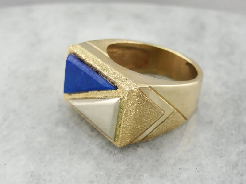 Peridot Gemstone Rings with a Floral - Motif BandHandmade Lapis Men's Ring