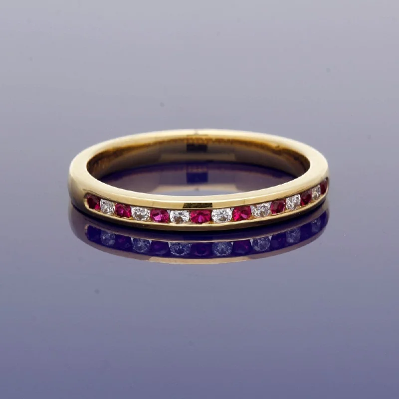 Alexandrite Gemstone Rings with a Chameleon - like Color Change18ct Yellow Gold Ruby & Diamond Half Eternity Ring