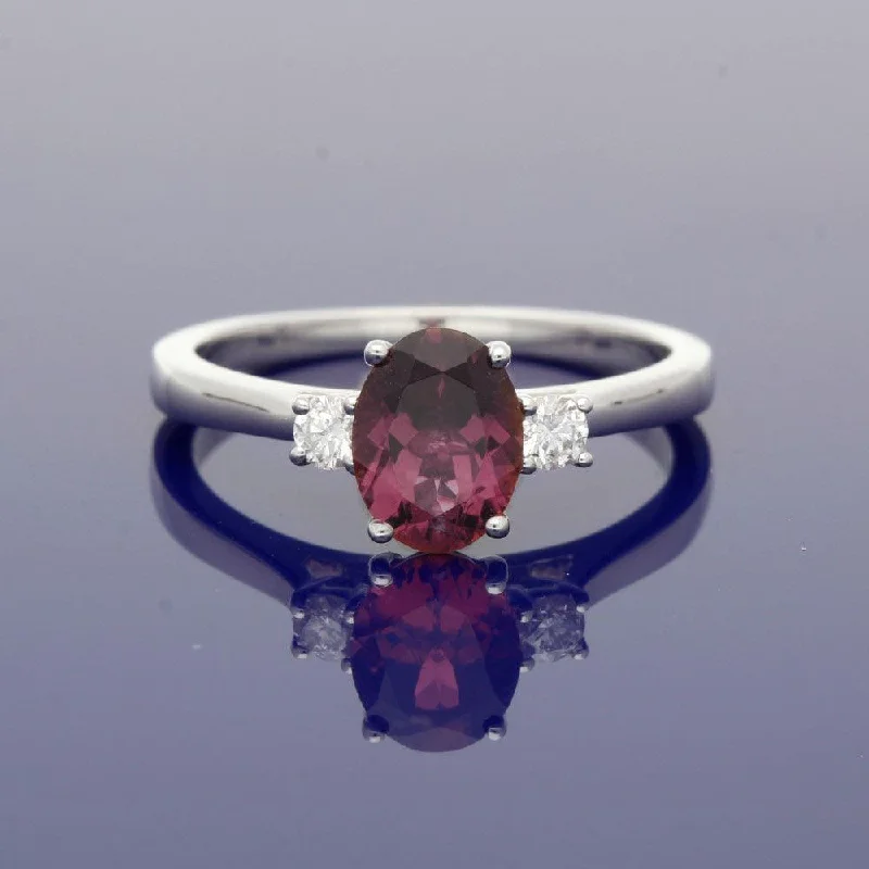 Sapphire Gemstone Rings in a Victorian - Inspired Design18ct White Gold Pink Tourmaline and Diamond Trilogy Ring