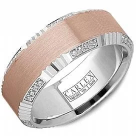 Laser - Cut Wedding Bands with Intricate Geometric PatternsWhite Gold, Rose Gold Diamond Wedding Band 0.36 Ct Total Diamond Weight