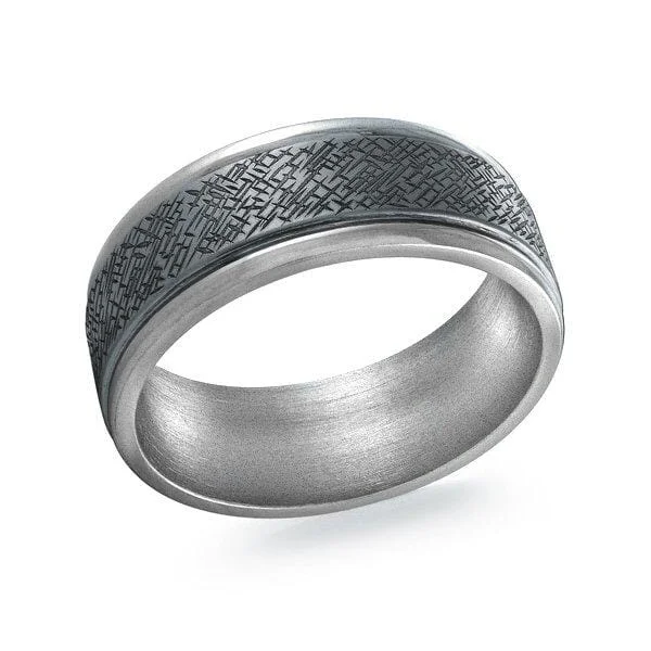 Rustic - Style Wedding Bands Made from Recycled MetalsTantalum, White Gold Mens Band. Textured Finish